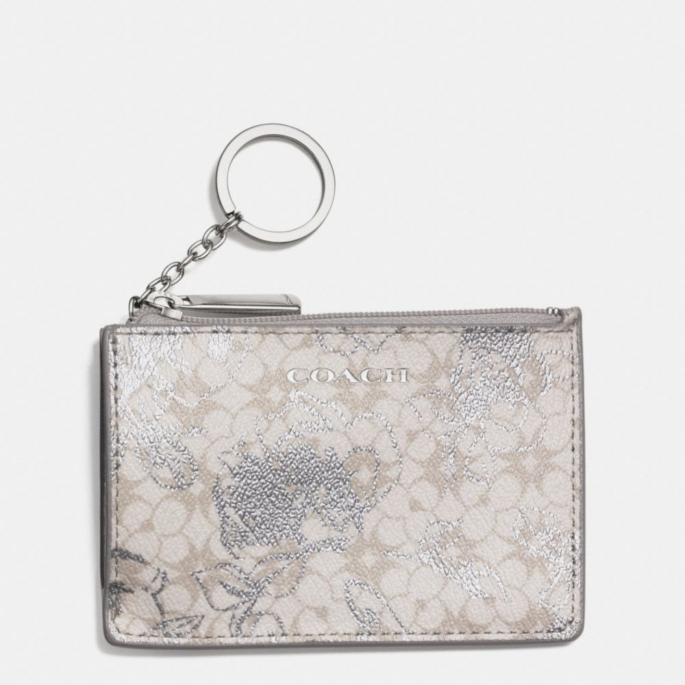 COACH WAVERLY COATED CANVAS FLORAL MINI SKINNY -  SILVER/WHITE - f51449