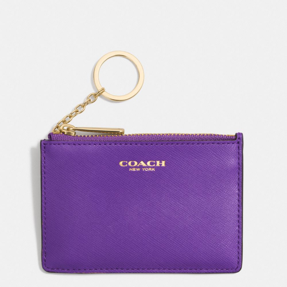 COACH F51452 Saffiano Leather Mini Skinny LIGHT GOLD/PURPLE IRIS