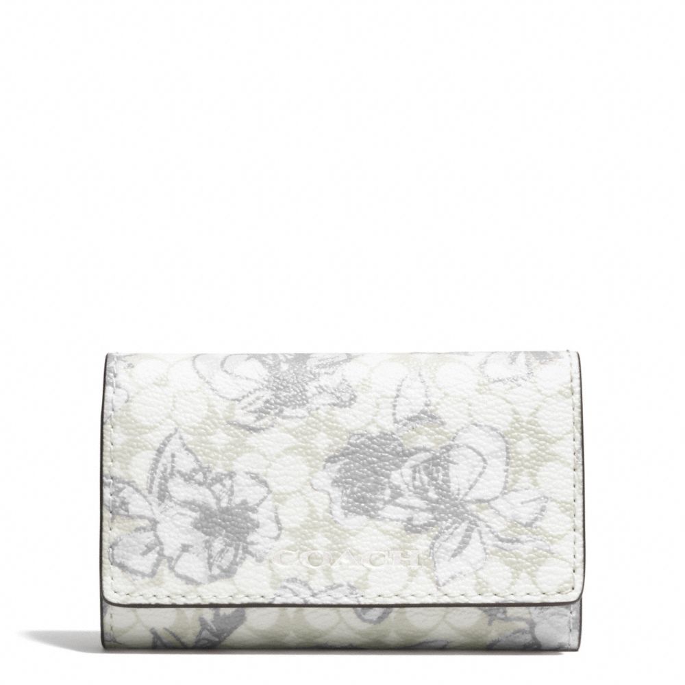 COACH WAVERYL SKETCHY FLORAL 6 RING KEY CASE - SILVER/WHITE - f51457