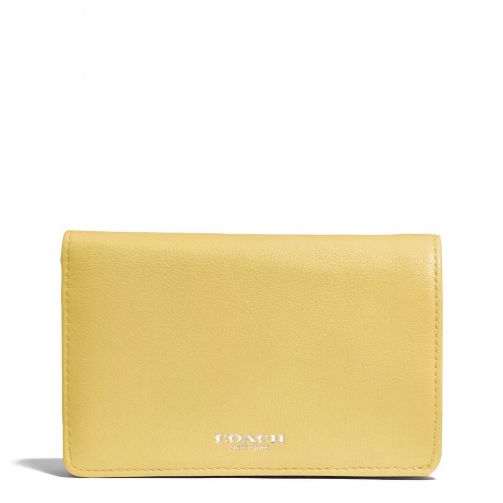 COACH BLEECKER LEATHER COMPACT CLUTCH WALLET - SILVER/PALE LEMON - f51468