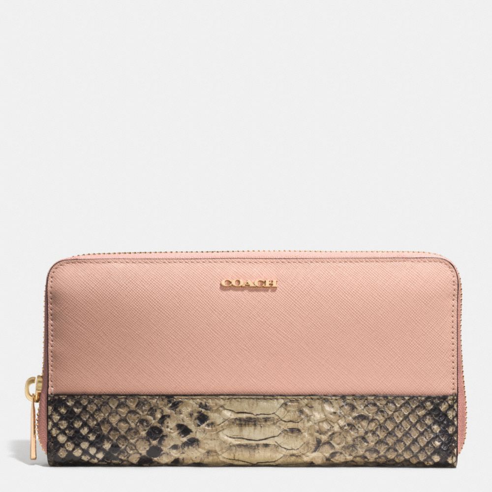 COLORBLOCK MIXED LEATHER ACCORDION ZIP WALLET - LIGHT GOLD/ROSE PETAL - COACH F51478
