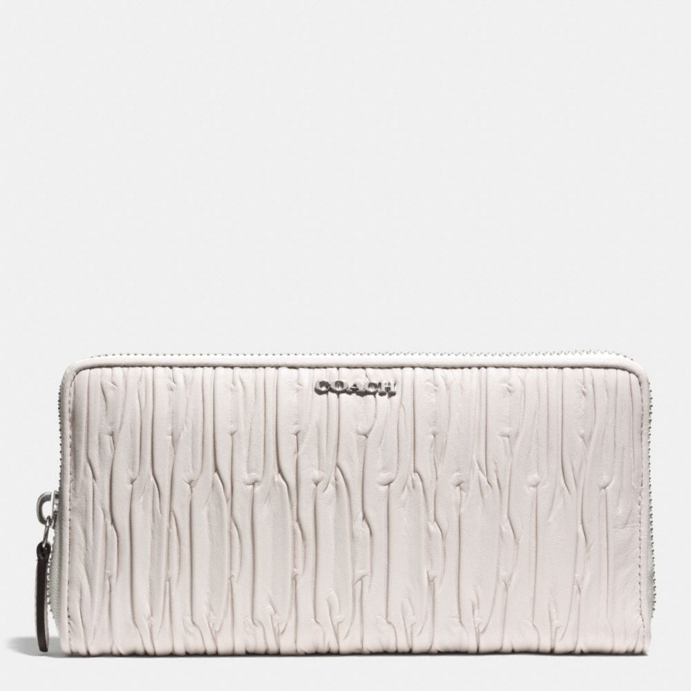 MADISON GATHERED LEATHER ACCORDION ZIP WALLET - f51498 - SILVER/PARCHMENT