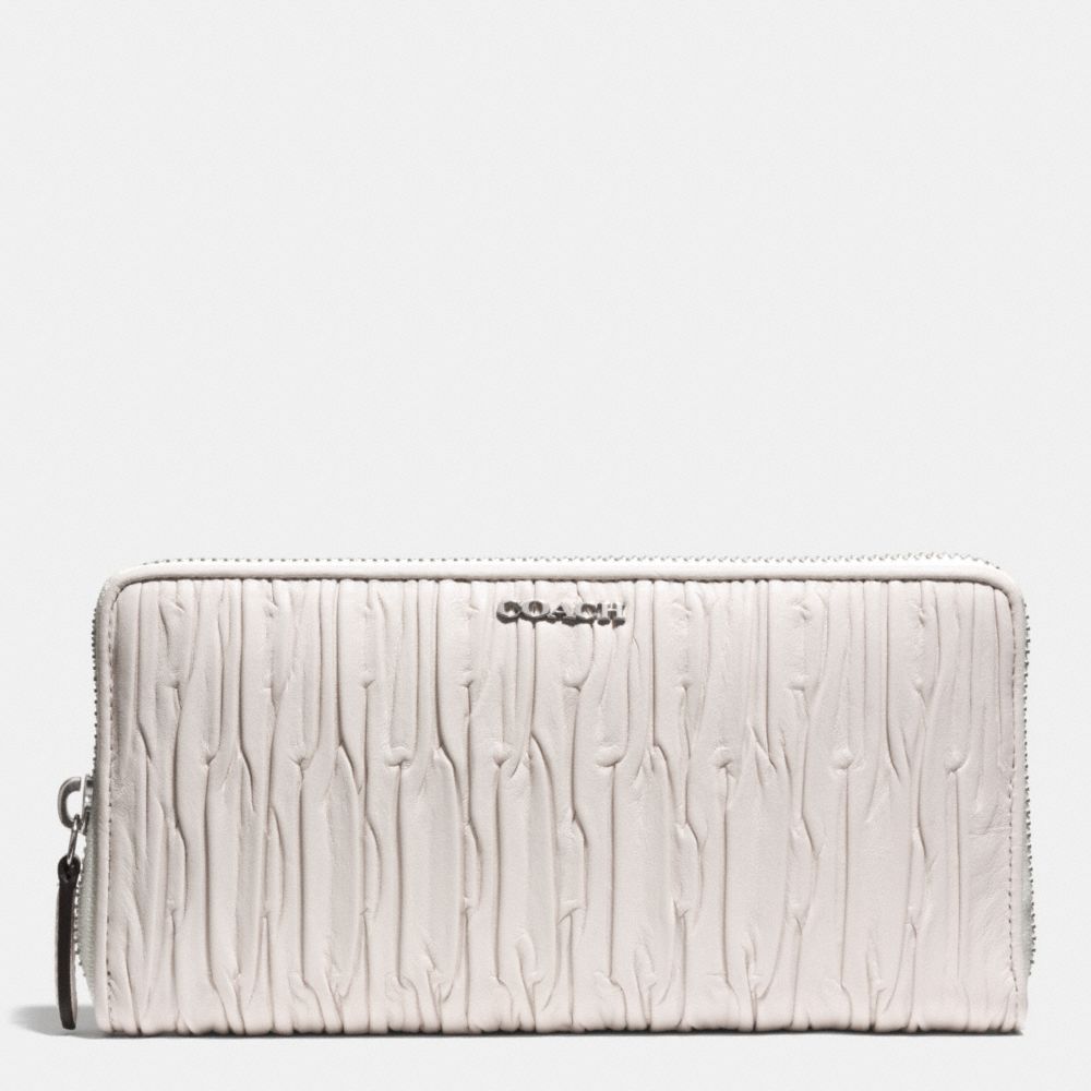 COACH F51498 Madison Gathered Leather Accordion Zip Wallet SILVER/PARCHMENT