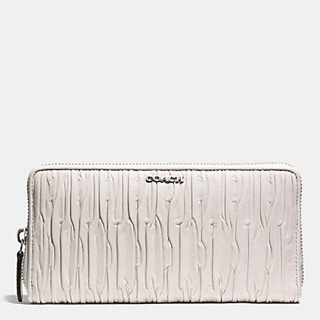 COACH MADISON GATHERED LEATHER ACCORDION ZIP WALLET - SILVER/PARCHMENT - f51498