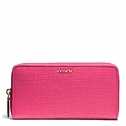 MADISON EMBOSSED LEATHER ACCORDION ZIP WALLET - f51512 - LIGHT GOLD/PINK RUBY