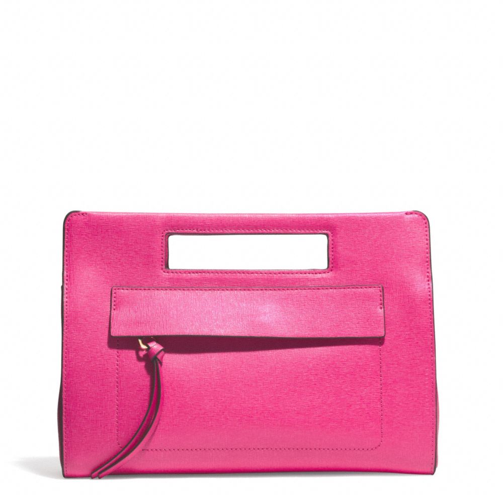 SAFFIANO POCKET CLUTCH - LIGHT GOLD/PINK RUBY - COACH F51534