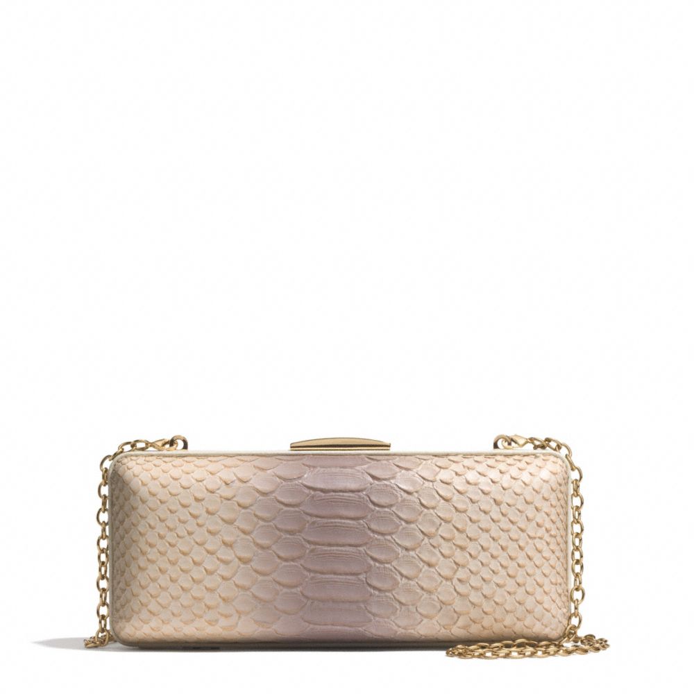 MADISON PYTHON EMBOSSED PINNACLE MINAUDIERE - f51550 - LIGHT GOLD/NEUTRAL PINK