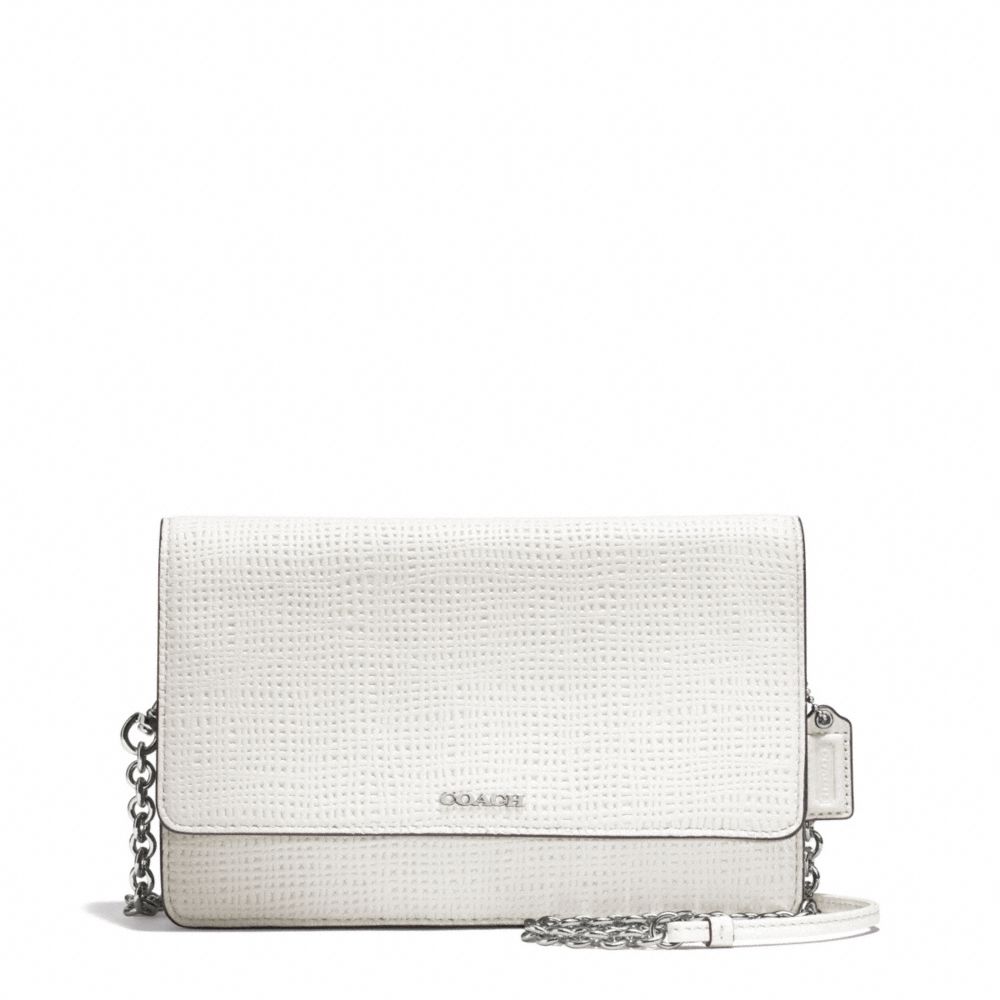 COACH MADISON EMBOSSED LEATHER CROSSTOWN BAG - SILVER/WHITE - F51556