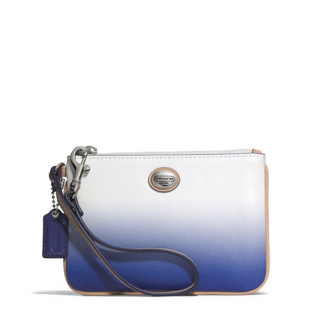 COACH f51595 PEYTON OMBRE SMALL WRISTLET SILVER/PORCELAIN BLUE