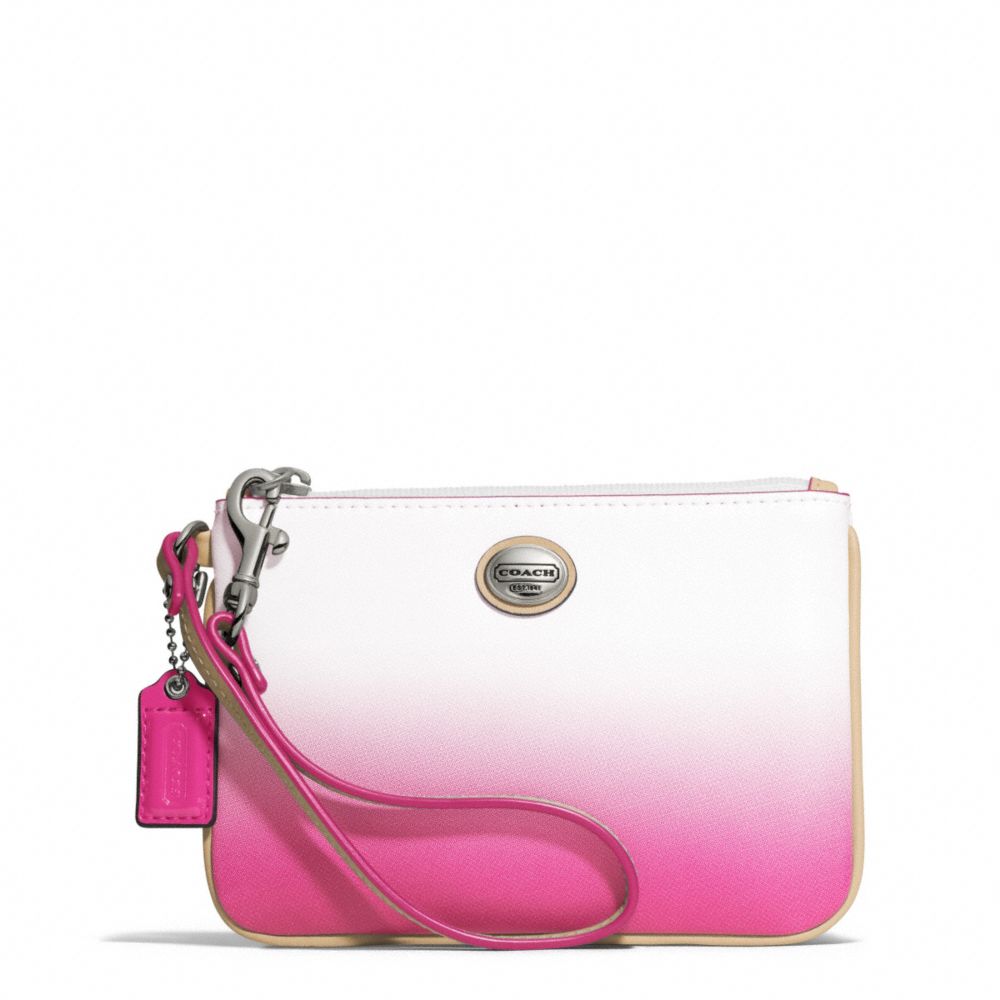 COACH F51595 Peyton Ombre Small Wristlet SILVER/POMEGRANATE