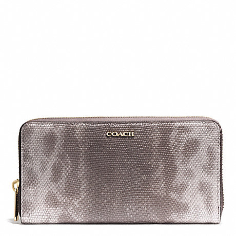 COACH F51614 MADISON PINNACLE EMBOSSED SPOTTED LIZARD ACCORDION ZIP WALLET LIGHT-GOLD/SILVER