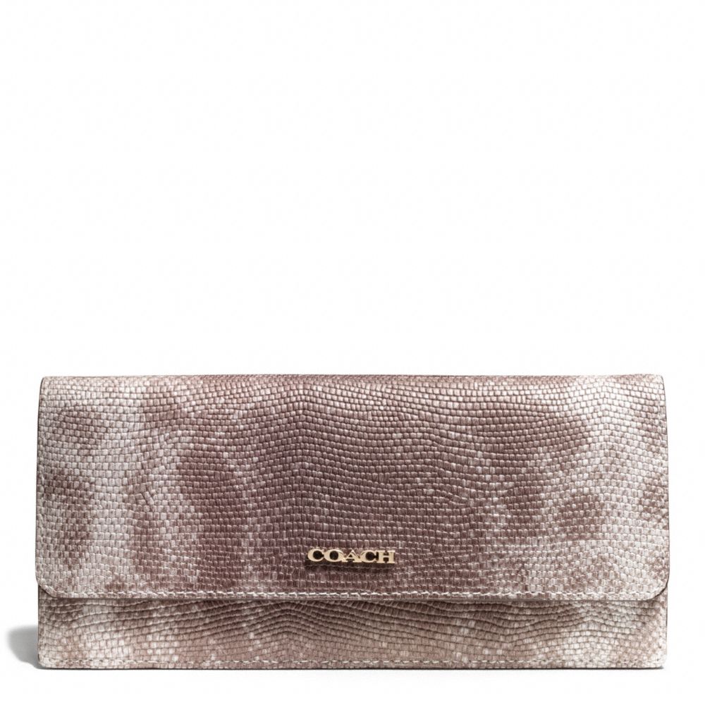 COACH f51615 MADISON PINNACLE EMBOSSED SPOTTED LIZARD SOFT WALLET LIGHT GOLD/SILVER