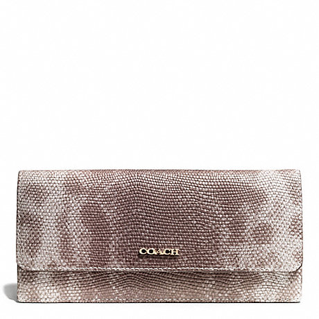 COACH f51615 MADISON PINNACLE EMBOSSED SPOTTED LIZARD SOFT WALLET LIGHT GOLD/SILVER