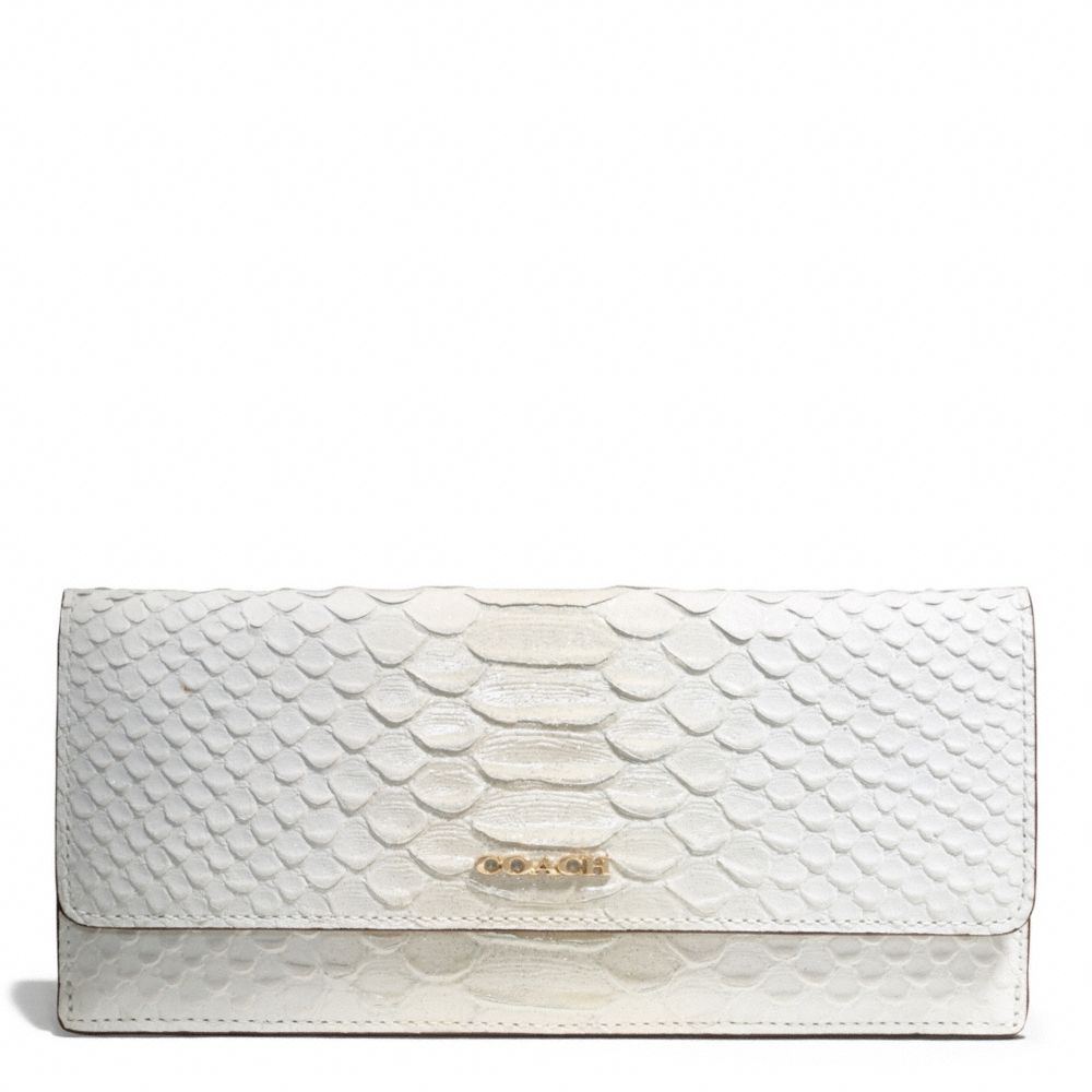 COACH f51617 MADISON PINNACLE PYTHON-EMBOSSED SOFT WALLET LIGHT GOLD/WHITE IVORY