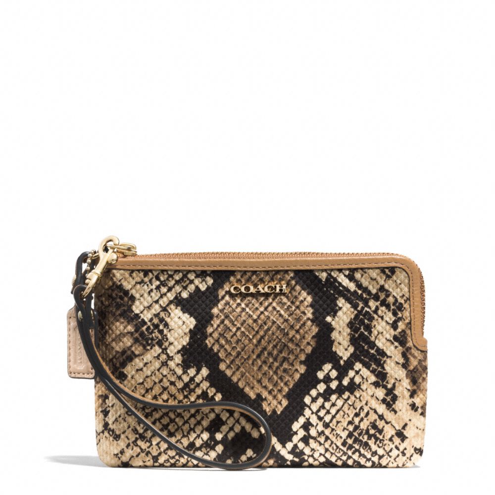 COACH f51618 MADISON PYTHON PRINTED L-ZIP SMALL WRISTLET LIGHT GOLD/NATURAL