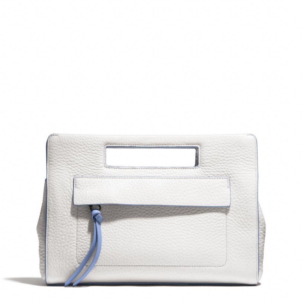 BLEECKER EDGEPAINT LEATHER POCKET CLUTCH - f51635 - SILVER/WHITE/BLUE OXFORD