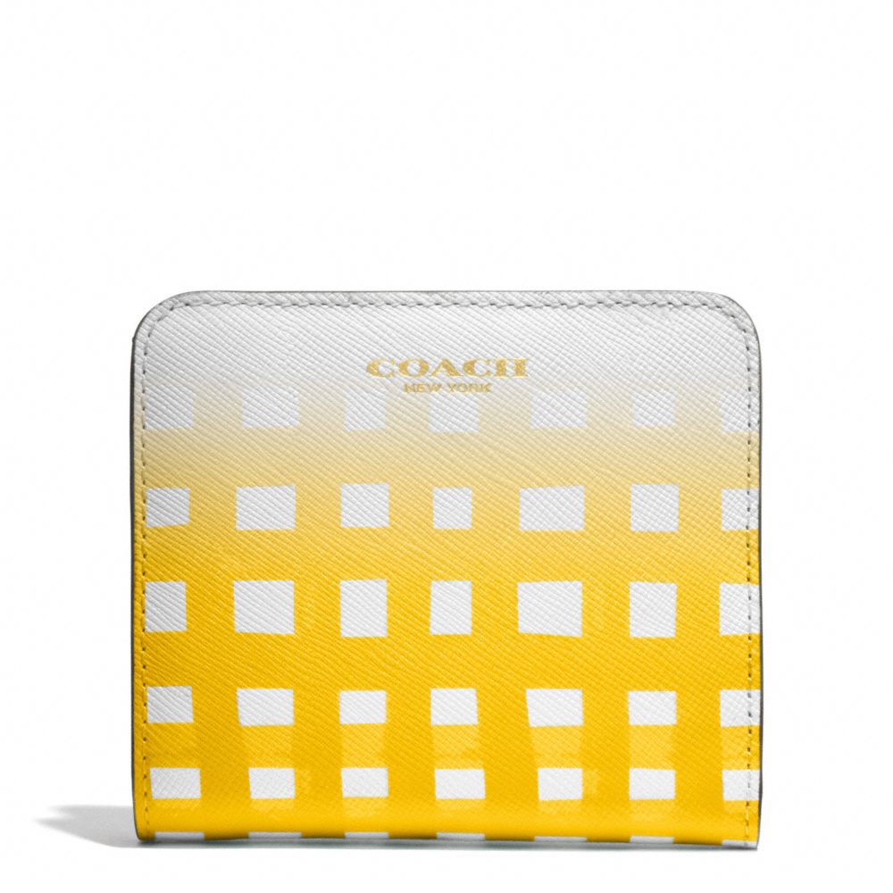 COACH SAFFIANO OMBRE GINGHAM SMALL WALLET - LIGHT GOLD/WHITE/SUNGLOW - f51642