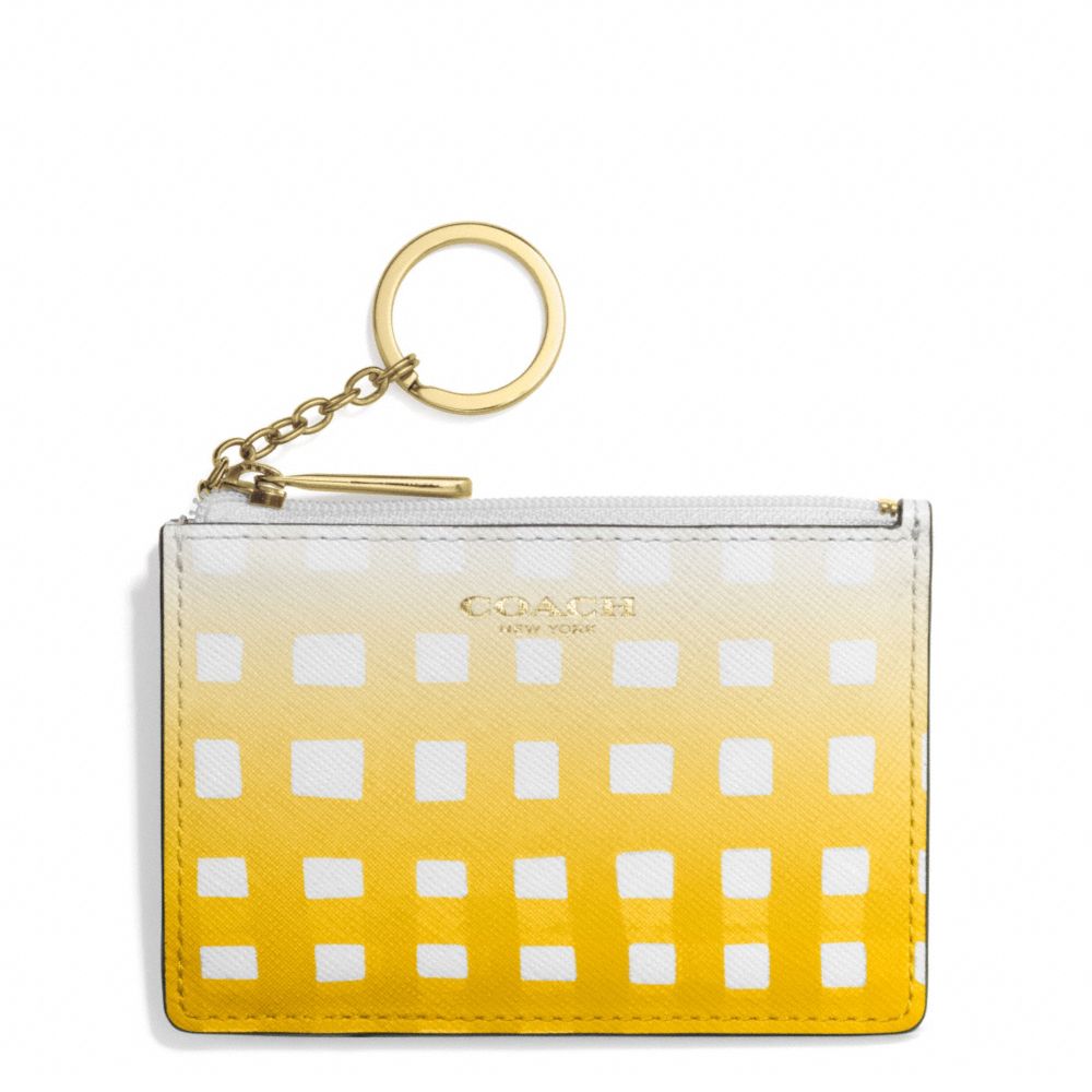 COACH f51644 GINGHAM SAFFIANO MINI SKINNY LIGHT GOLD/WHITE/SUNGLOW