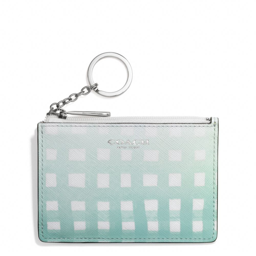 COACH F51644 GINGHAM SAFFIANO MINI SKINNY SILVER/WHITE/DUCK-EGG