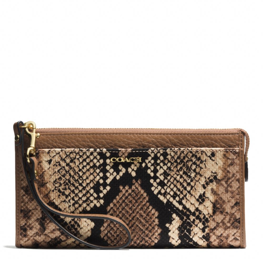 COACH F51659 Madison Python Print Zippy Wallet LIGHT GOLD/NATURAL