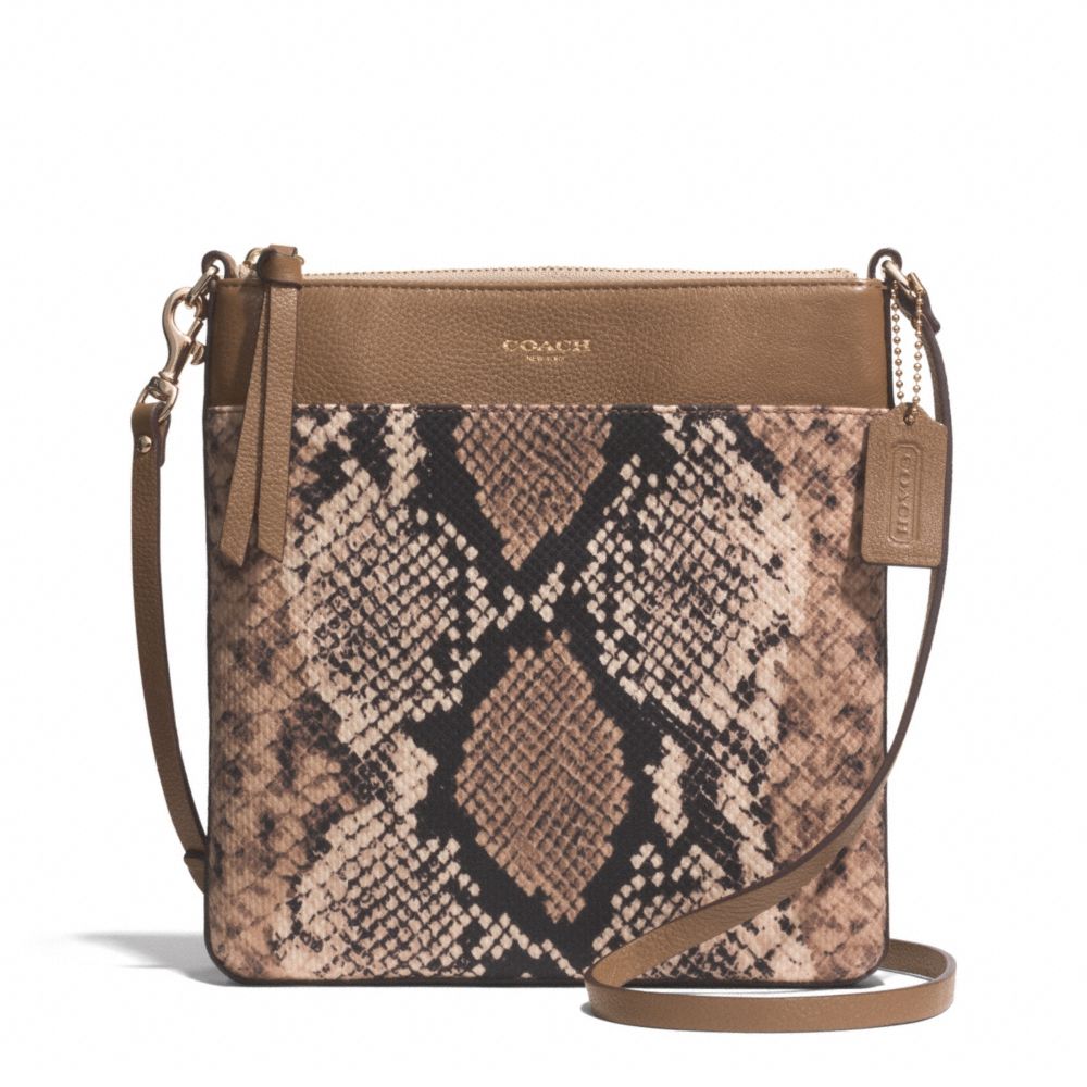 COACH F51660 - MADISON PYTHON PRINTED NORTH/SOUTH SWINGPACK LIGHT GOLD/NATURAL