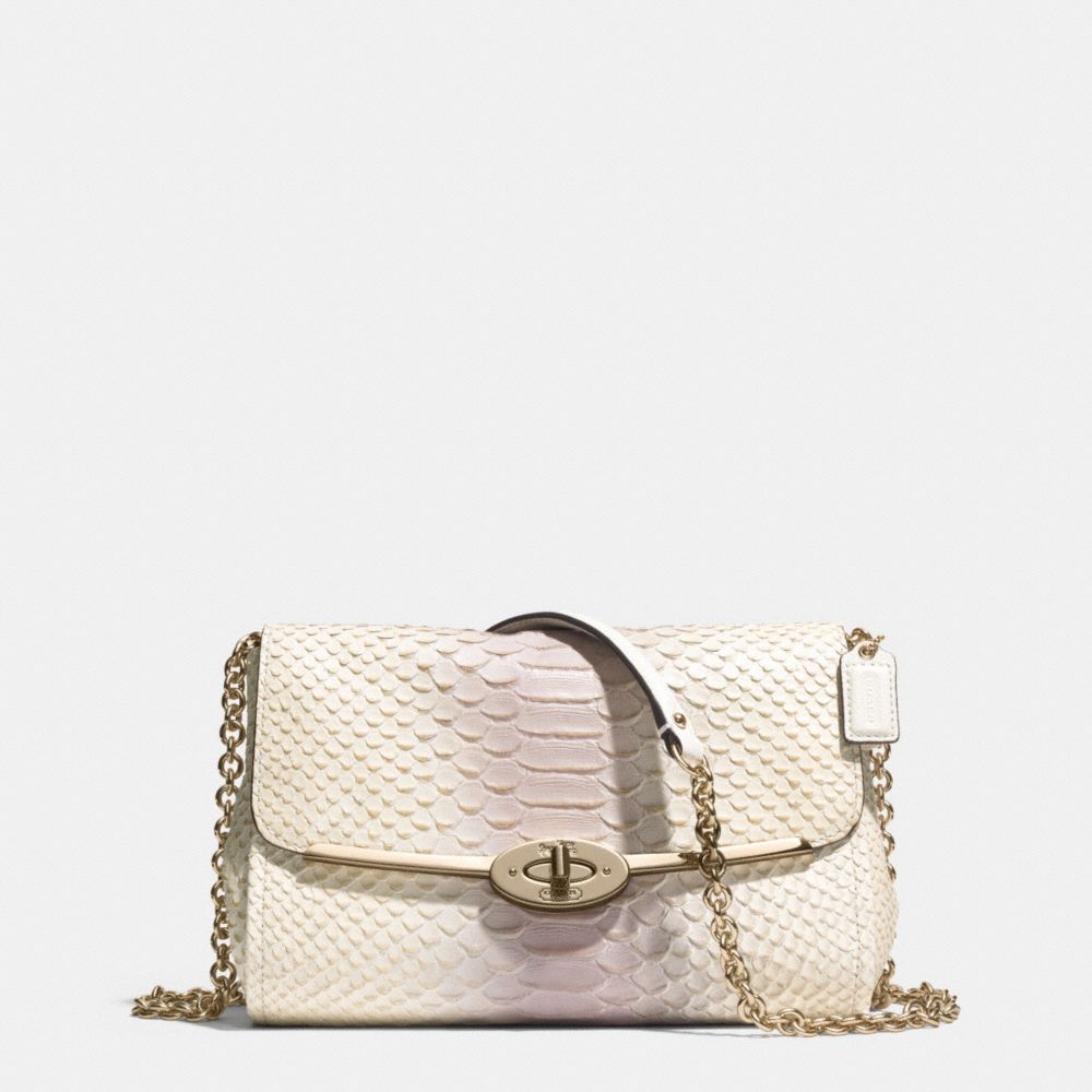 COACH F51662 MADISON PINNACLE CHAIN CROSSBODY IN PYTHON EMBOSSED LEATHER -LIGHT-GOLD/NEUTRAL-PINK