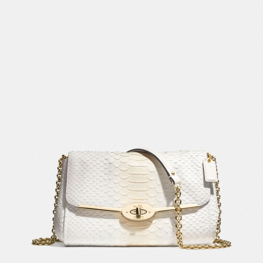 COACH F51662 MADISON PINNACLE CHAIN CROSSBODY IN PYTHON EMBOSSED LEATHER -LIGHT-GOLD/WHITE-IVORY