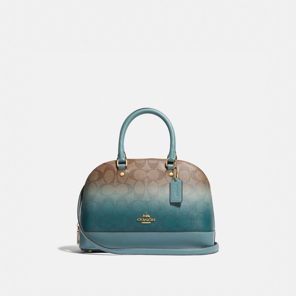 MINI SIERRA SATCHEL IN OMBRE SIGNATURE CANVAS - KHAKI/GREEN MULTI/IMITATION GOLD - COACH F51664