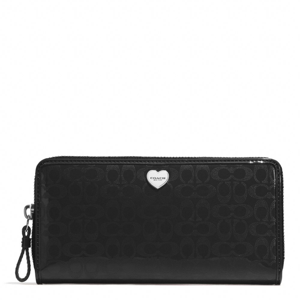 PERFORATED EMBOSSED LIQUID GLOSS ACCORDION ZIP WALLET - SILVER/BLACK - COACH F51675