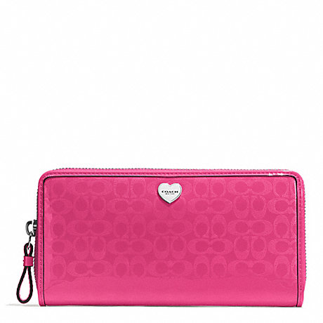 COACH F51675 PERFORATED EMBOSSED LIQUID GLOSS ACCORDION ZIP WALLET SILVER/FUCHSIA