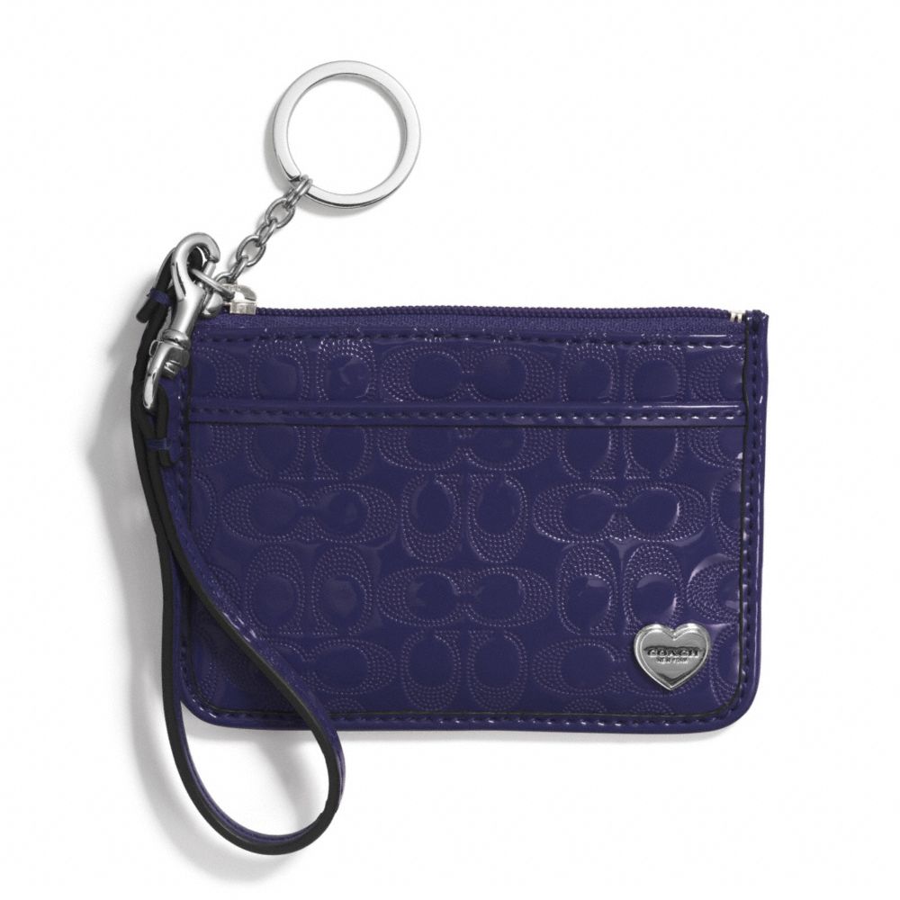COACH F51676 Perforated Embossed Liquid Gloss Id Skinny SILVER/NAVY