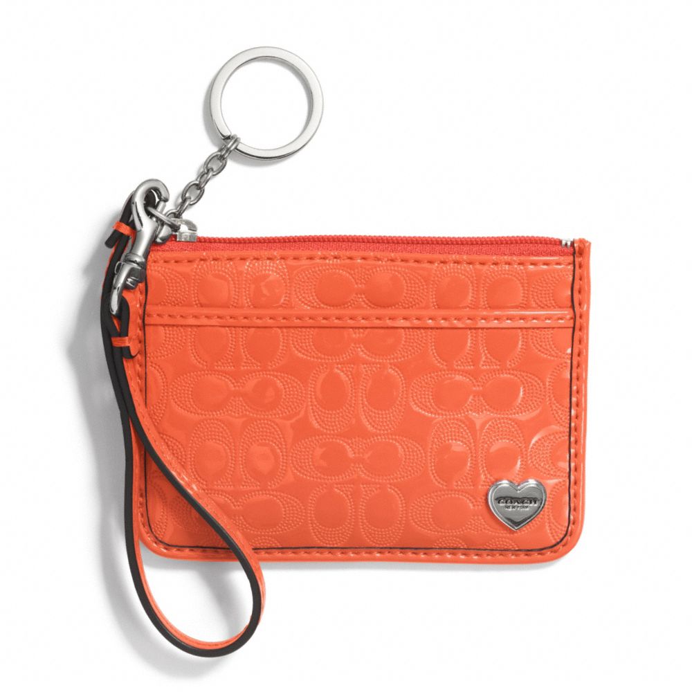 COACH PERFORATED EMBOSSED LIQUID GLOSS ID SKINNY - SILVER/ORANGE - f51676