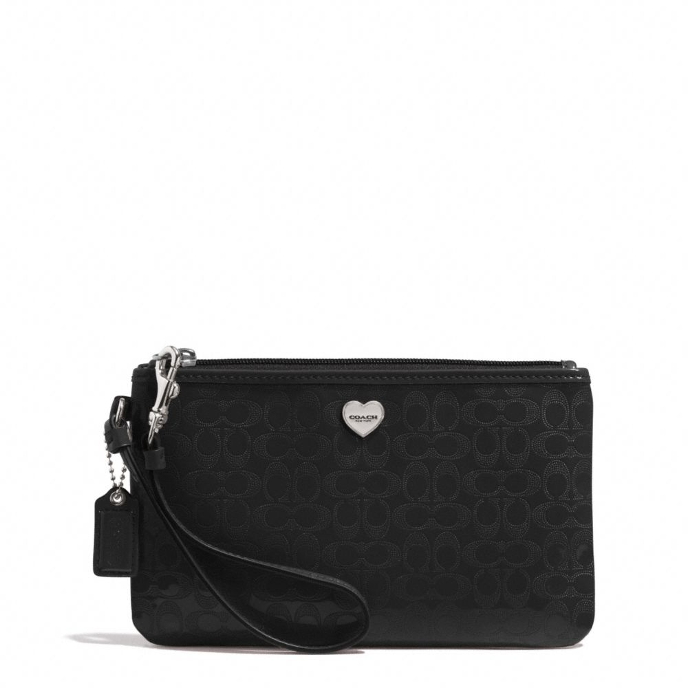 COACH PERFORATED EMBOSSED LIQUID GLOSS MEDIUM WRISTLET - SILVER/BLACK - f51677