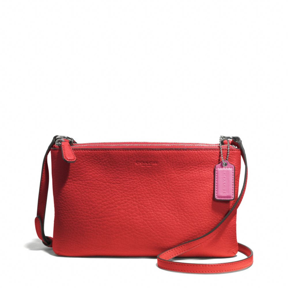 COACH F51682 - PARK LEATHER LYLA DOUBLE GUSSET CROSSBODY SILVER/VERMILLION