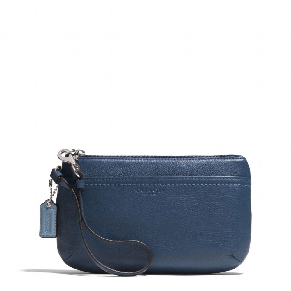 COACH PARK LEATHER MEDIUM WRISTLET - SILVER/DENIM - f51683