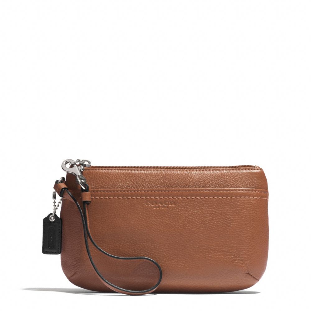 PARK LEATHER MEDIUM WRISTLET - f51683 - SILVER/SADDLE