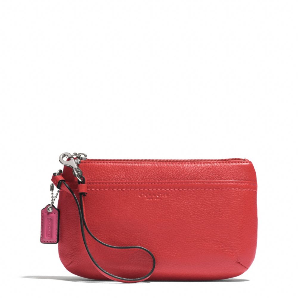 PARK LEATHER MEDIUM WRISTLET - f51683 - SILVER/VERMILLION