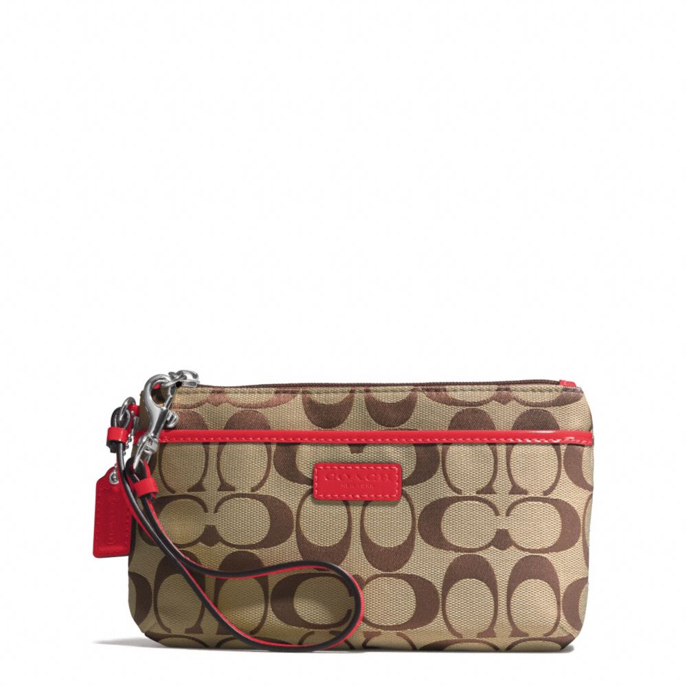 COACH PARK SIGNATURE MEDIUM WRISTLET - SILVER/KHAKI/VERMILLION - F51685