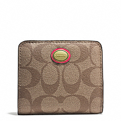 COACH F51694 - PEYTON FLORAL PRINT SMALL WALLET BRASS/PINK MULTICOLOR