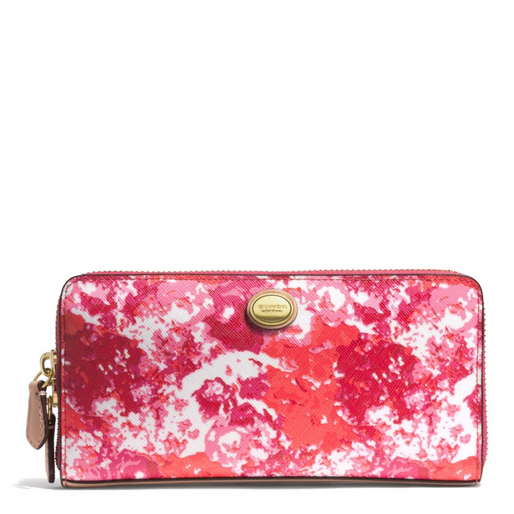 COACH f51695 PEYTON FLORAL PRINT ACCORDION ZIP WALLET BRASS/PINK MULTICOLOR