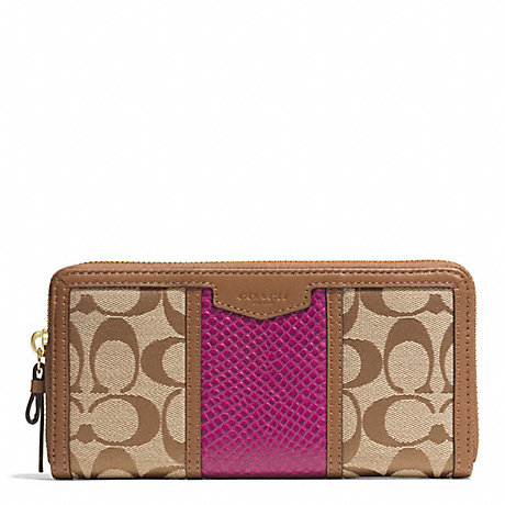 COACH F51698 - SIGNATURE STRIPE WITH SNAKE ACCORDION ZIP WALLET ...