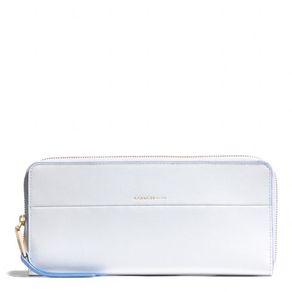 COACH EDGEPAINT LEATHER SLIM CONTINENTAL ZIP WALLET - GOLD/WHITE/BLUE OXFORD - f51716