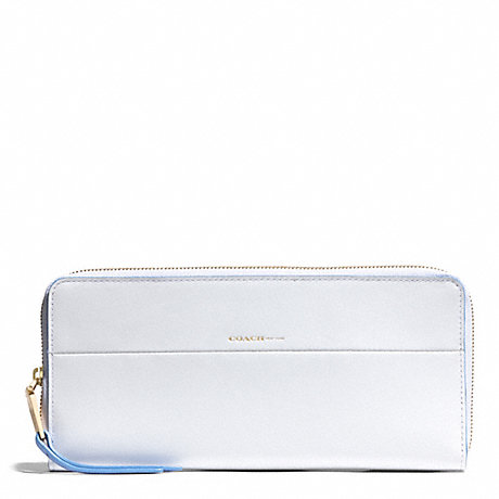 COACH F51716 EDGEPAINT LEATHER SLIM CONTINENTAL ZIP WALLET GOLD/WHITE/BLUE-OXFORD