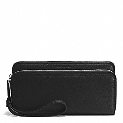 PARK LEATHER DOUBLE ACCORDION ZIP WALLET - f51725 - SILVER/BLACK