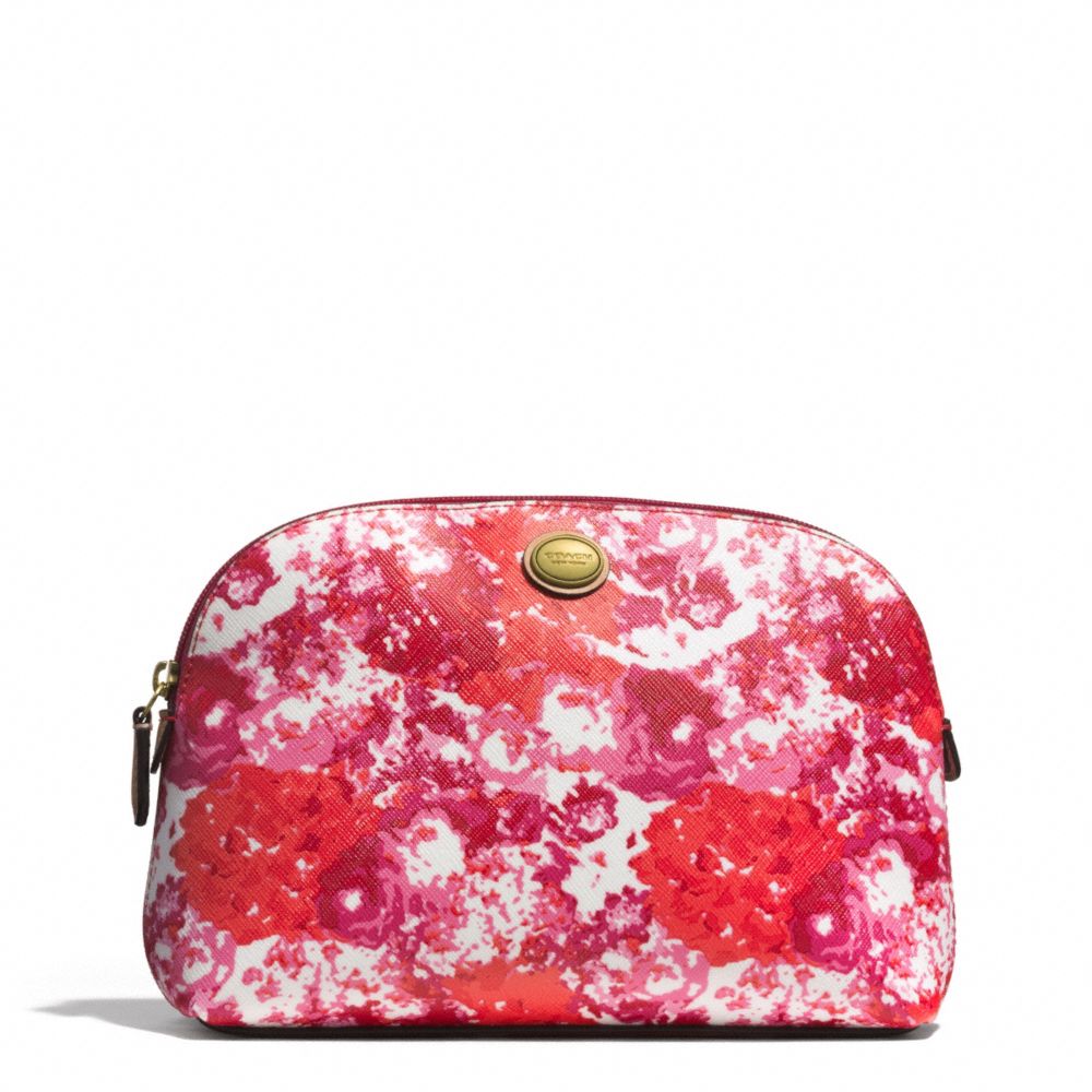 COACH F51745 Peyton Floral Print Cosmetic Case BRASS/PINK MULTICOLOR