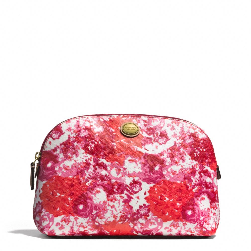 COACH PEYTON FLORAL PRINT COSMETIC CASE - BRASS/PINK MULTICOLOR - f51745