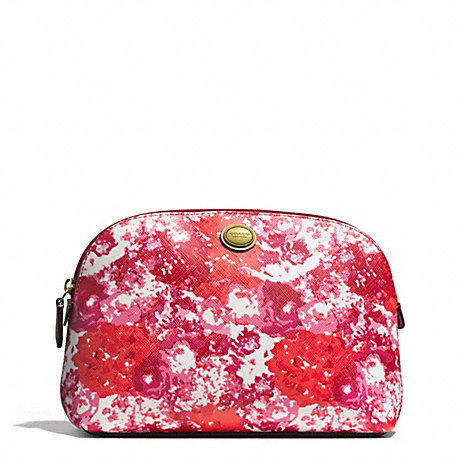 COACH f51745 PEYTON FLORAL PRINT COSMETIC CASE BRASS/PINK MULTICOLOR