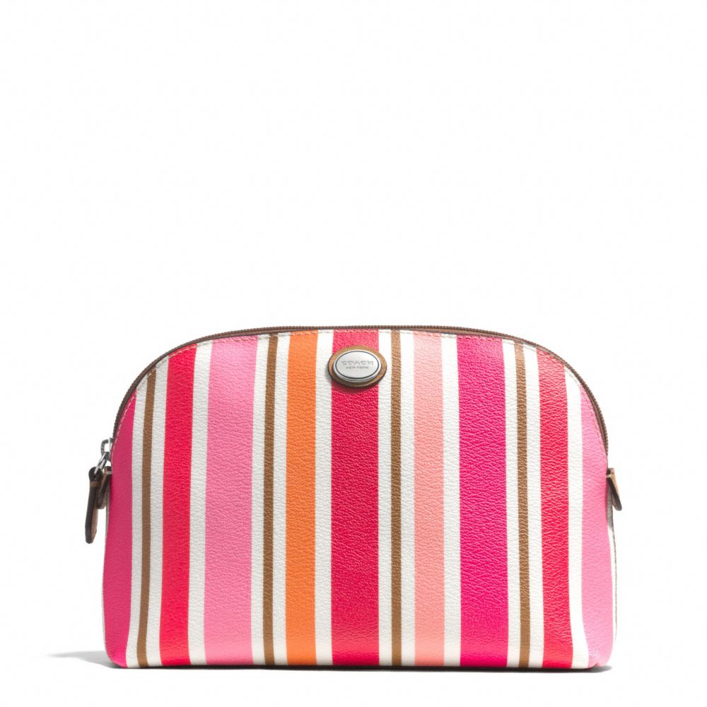 PEYTON MULTI STRIPE COSMETIC CASE - f51749 - SILVER/PINK MULTICOLOR