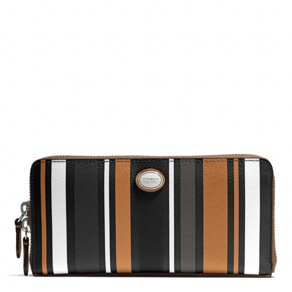 COACH F51751 Peyton Multi Stripe Accordion Zip Wallet SILVER/BLACK MULTI