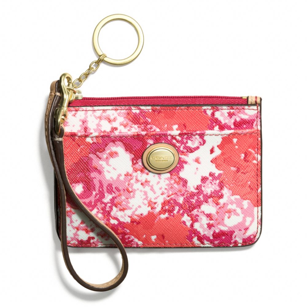 COACH f51754 PEYTON FLORAL PRINT ID SKINNY BRASS/PINK MULTICOLOR